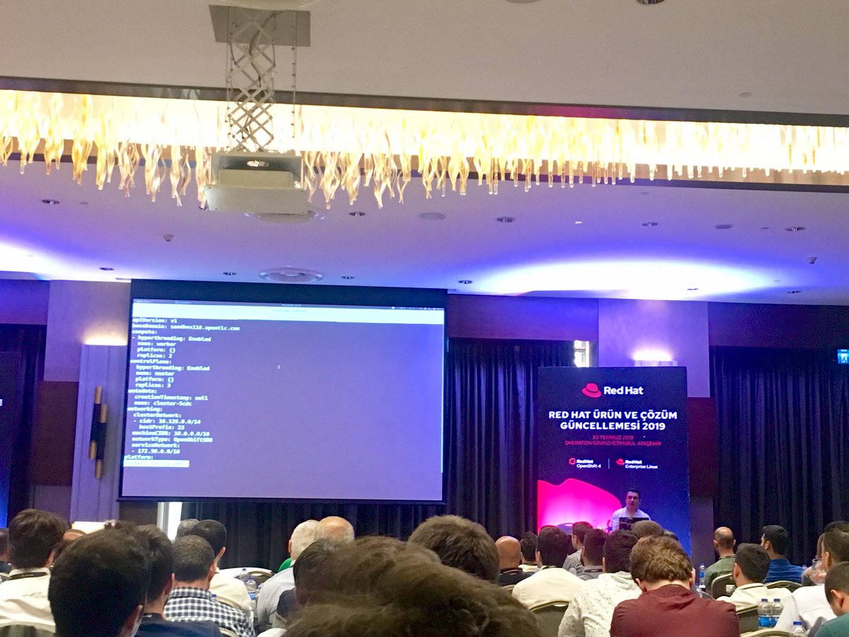 ckavili's tweet image. I love learning new tech from the real experts! Anil Sonmez is talking about #RHEL8 and #Openshift4 and Koray Semeret is showing off with the live demo!