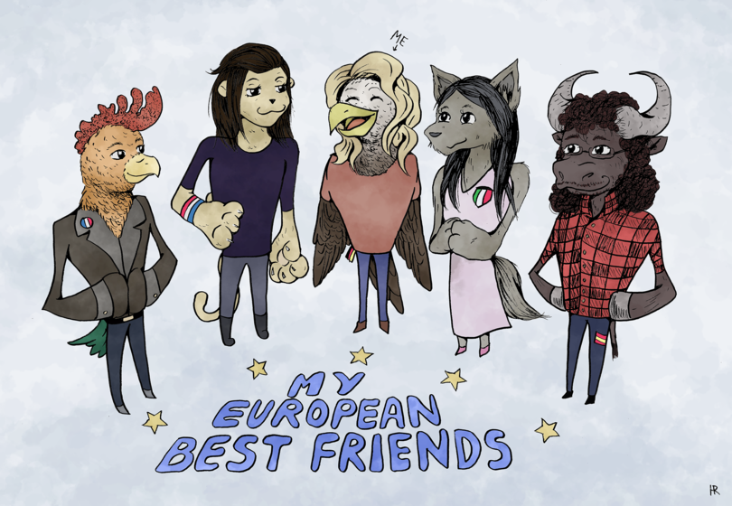 EUErasmusPlus's tweet photo. "Erasmus+ gave me the opportunity to learn about differences and similarities in culture and treasure them. Now I am happy to have friends everywhere."

Illustration by Hella Reischmann, #ErasmusPlus participant in Sweden. #FriendshipDay 🇪🇺💙 https://t.co/QEzzF5vsWd