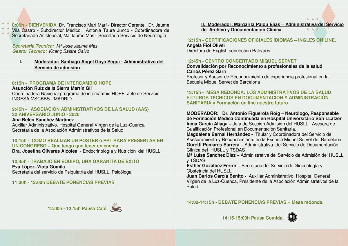 SonLlatzer's tweet photo. Todavía no te has inscrito en las II Jornadas de Administrativos de la Salud en nuestro hospital? Consulta aquí el programa 👇🏻 #AdmHSLL19 https://t.co/UIxSeQ57Rx