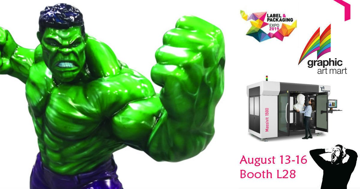 Massivit3d's tweet photo. At @PrintExAust 19 in Sydney, see how you can be a superhero to your customers and bring their creative ideas to life FAST -- with Massivit 3D. Book an appointment: https://t.co/O2RvM24ak4     @GraphicArtMart's stand, L28.  Hulk 3D printed by @DanglingCarrot3 https://t.co/s4I5o2FFFT