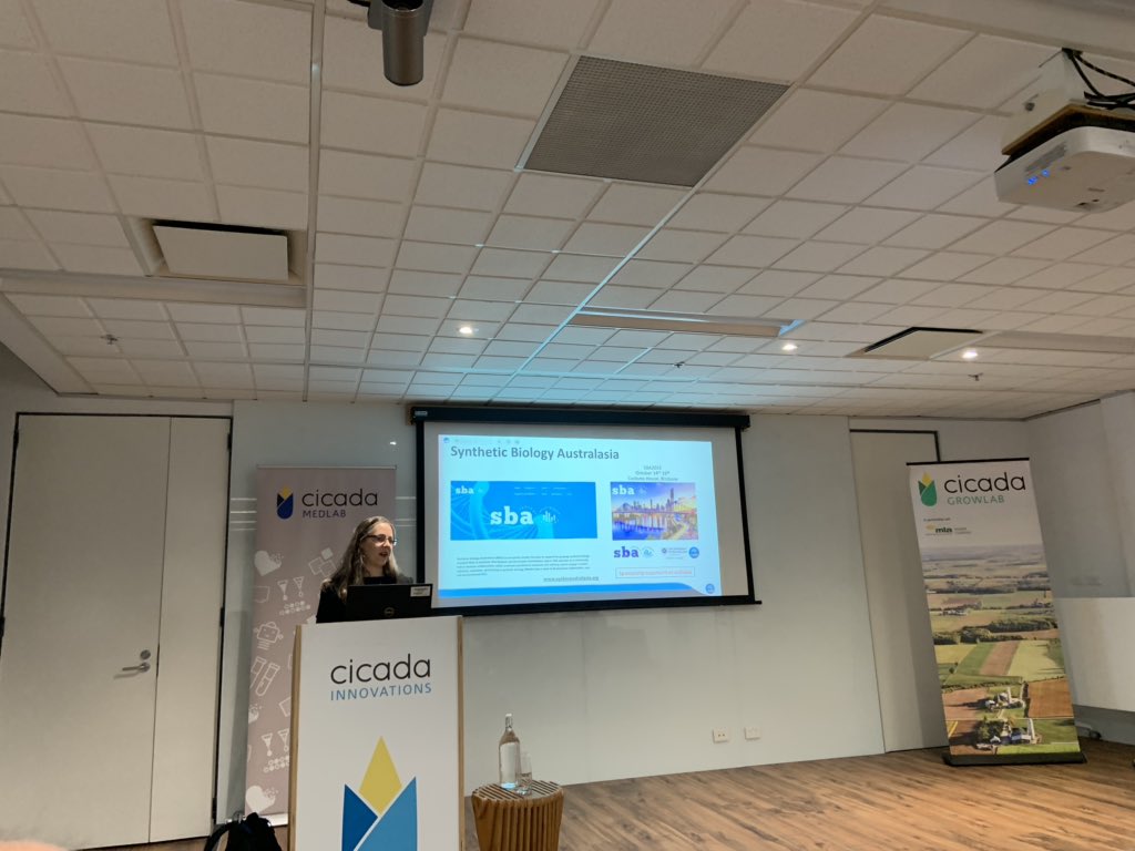 SynBioAusAsia's tweet photo. Here at @CicadaInnov listening to @claudiaevickers talking about #syntheticbiology. What is synbio and what can Australia do? Hosted by @synbiosyd https://t.co/rzJyDP51Qb