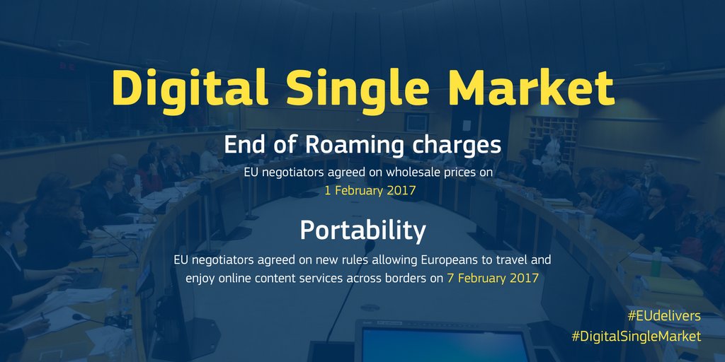 GabrielMariya's tweet photo. This summer, you can:
- call you family &amp; friends,
- watch all your series &amp; films; listen to music; &amp; play your favorite games,
- send pictures, look for restaurants online &amp; chat w/ your loved ones,
... everywhere in EU 🇪🇺 ! Thanks to the new rules on #portability &amp; #roaming https://t.co/WtfCEauhoh