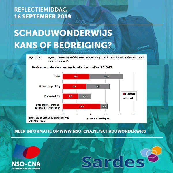 Wordt het regulier onderwijs overbodig met de sterke opkomst van het schaduwonderwijs? Kom op 16 september naar de middag over Schaduwonderwijs? In samenwerking met <a href="/SardesUtrecht/">Sardes</a> nso-cna.nl/schaduwonderwi…