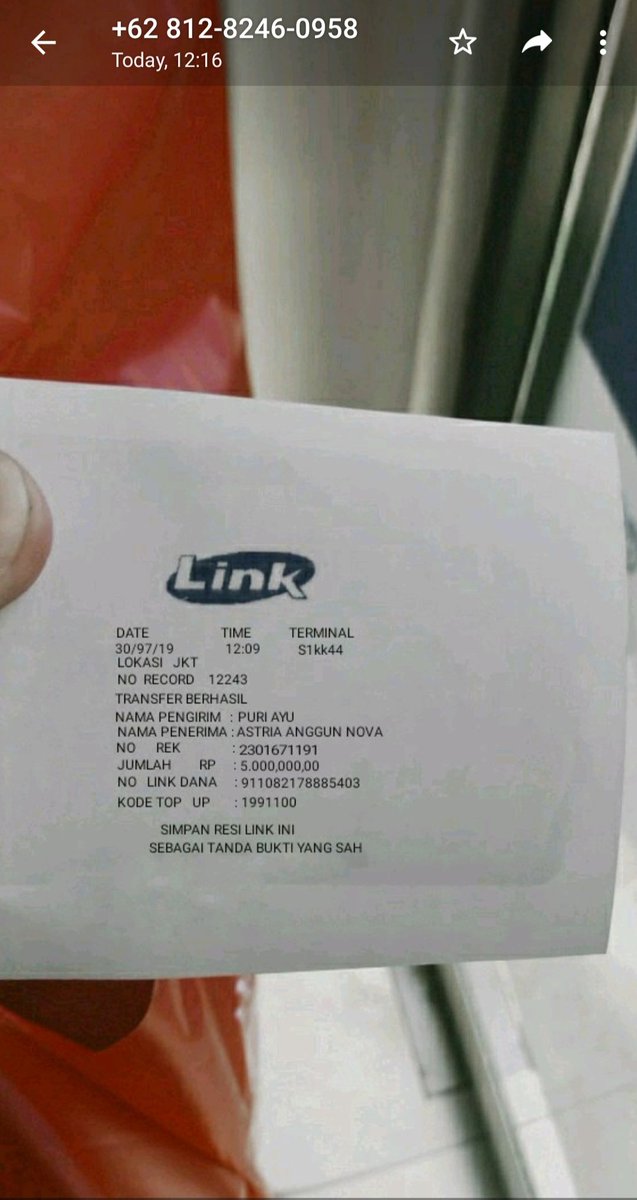 anggunnova_'s tweet photo. @aduanBRTI saya ingin melaporkan bahwa no. Tlp / WA 081282460958 dan 082178885403 dan  telah terindikasi menipu saya, dgn modus Tf uang melalui aktifasi rekening bersama No. Link Dana. Mohon utk segera ditindak lanjuti. Trims https://t.co/xUih0xzQHh
