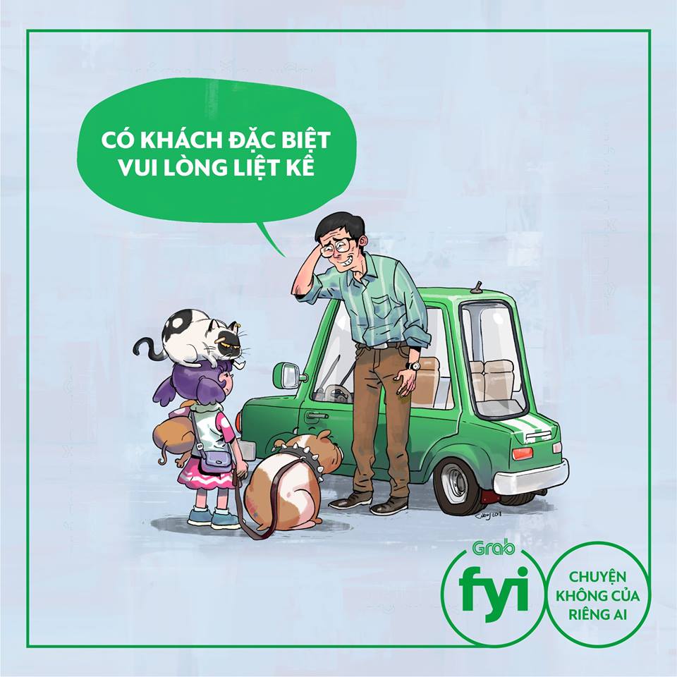 Hỡi quý bạn hữu gần xa, giữa đêm hè oi ả, mình nói với nhau bao điều yêu thương nha. Đôi lúc các bác tài #GrabCar cũng gặp những chuyến xe đặc biệt như: chở người khuyết tật, người khiếm thị, (cont) ms.spr.ly/l/6019TMcdS