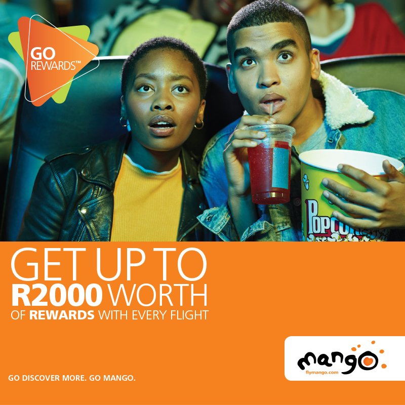 KroneFans's tweet photo. Met @FlyMangoSA se nuwe #GoRewards kry jy drie belonings met elke vlugkaartjie wat jy bespreek. Jy kan kies uit ervarings, verblyfopsies, om te gaan fliek en nog vele meer- tot die waarde van R2 000! Retoervlugte verdubbel jou belonings! 
https://t.co/jcPiTGWaN8 
#GoMango https://t.co/Vx4N7qD4Xe