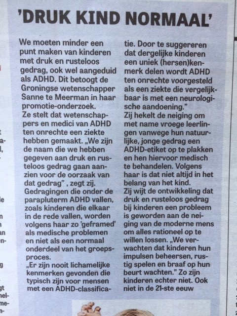 Druk_en_Dwars's tweet image. Mooi stukje in de @telegraaf over het prachtige proefschrift van onze Druk&amp;amp;Dwarse @SanneteMeerman. Hij is alleen geen zij 😁.