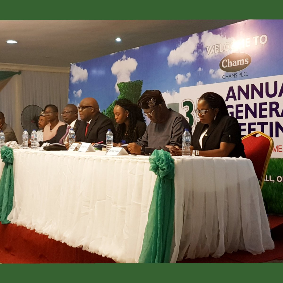 femiwilliams26's tweet image. #Chamsplc 35th Annual General Meeting is #Trending today at the Ace Olivia Hall, Onikan, Lagos. 
Well represented are all the #Shareholders of the Chams.
