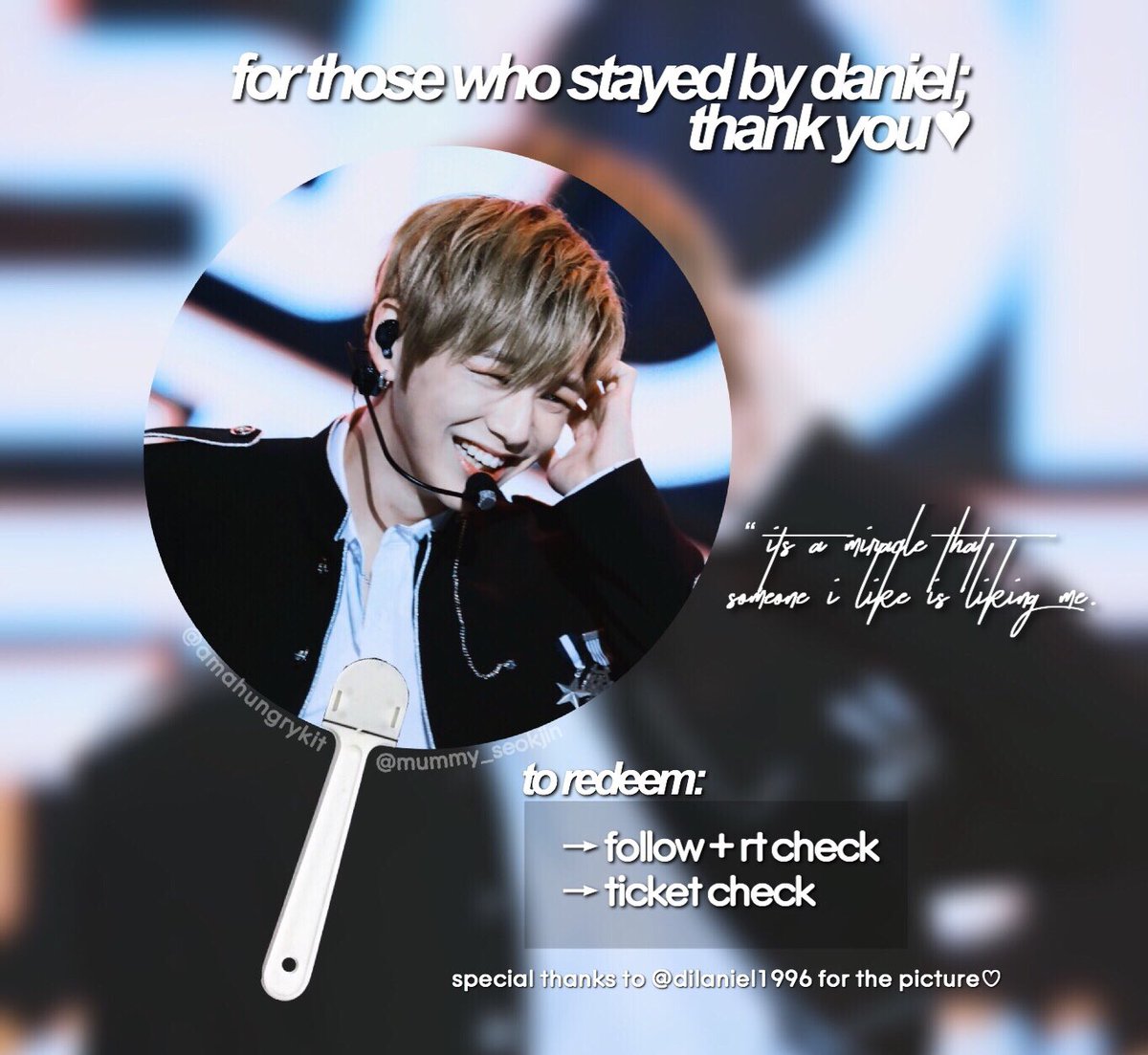 amahungrykit's tweet photo. [please help rt!]

⋆ ˚｡⋆୨୧˚eternal happiness˚୨୧⋆｡˚ ⋆
— fansupport for #KANGDANIELinSG

*•̩̩͙⊱••••✩••••̩̩͙⊰•**

🌸 follow @amahungrykit &amp; @mummy_seokjin 
🌸 retweet &amp; ticket check

✕dm reservations/trades
✕selling/trading of fs

#강다니엘 #KangDaniel https://t.co/tyQsn7C5Bx