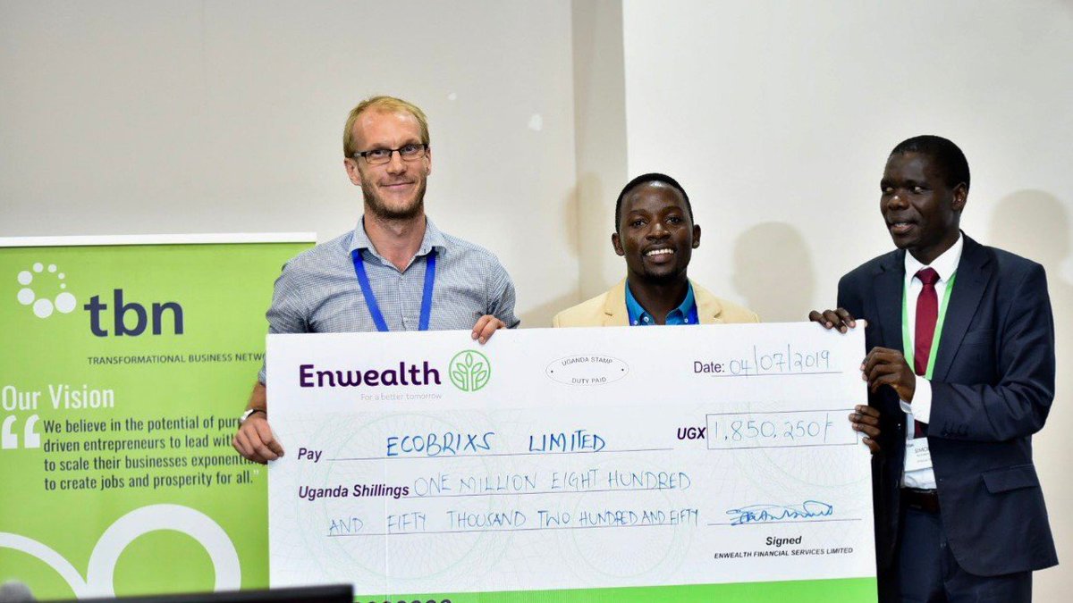 TBNetwork's tweet image. Congratulations to @BrixsEco for winning the pitching competition at #TBNsummit19! 🎉
.
Eco Brixs runs an innovative recycling system in Uganda, creating jobs for vulnerable members of society.
.
Thanks to @EnwealthUganda, the main sponsor of the session!