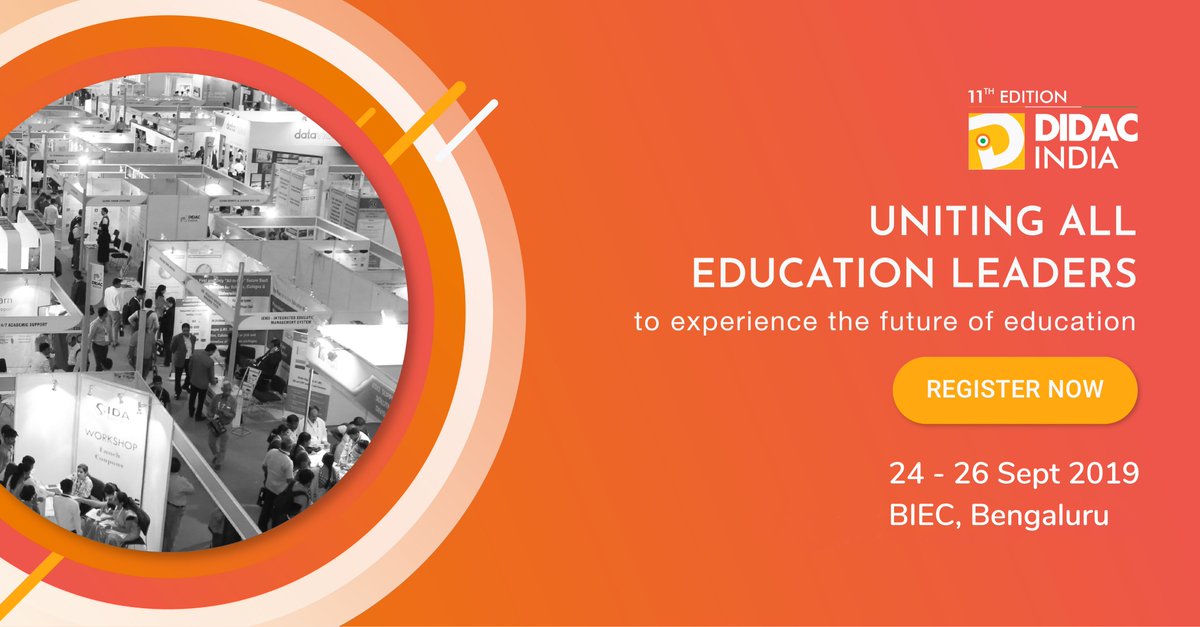 Indiadidac's tweet image. All Education Leaders are geared up to unite under one Roof. Grab the opportunity to witness the Historic Event. Register Now bit.ly/2RRNGlZ #Education #EducationandTechnology #DidacTalk #DidacIndia2019 #teaching #edtech #Exhibition #UnitingForEducation