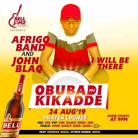 I have confirmed my place, how bout you???

Its the <a href="/afrigoband/">Afrigoband</a> and @johnblaqug 

Live in the #ObubadiMuKikadde on 24th August <a href="/ThatchLounge/">Thatch Lounge</a> 

#BellJamz
