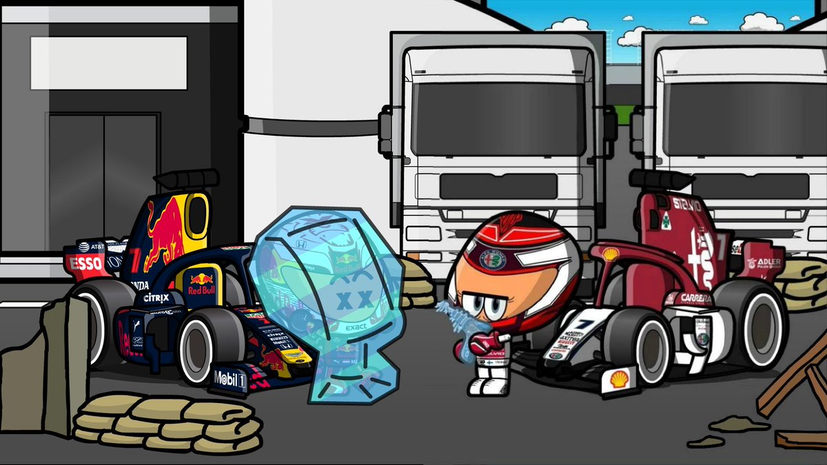 MiniWarBot's tweet image. Max Verstappen has been defeated by Kimi Raikkonen. Raikkonen steals Verstappen&apos;s car. Red Bull disappeared from the grid.

Max Verstappen ha sido derrotado por Kimi Raikkonen. Raikkonen le roba el coche a Verstappen. Red Bull desaparece de la parrilla.

#MiniWarBot
