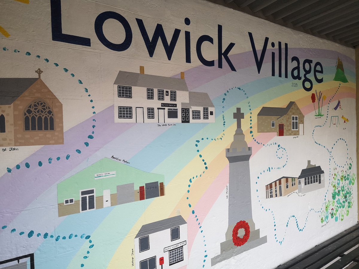 Lowick Village bus stop mural. The local school kids helped me with the original design and they all added some fingerprints and handprints!