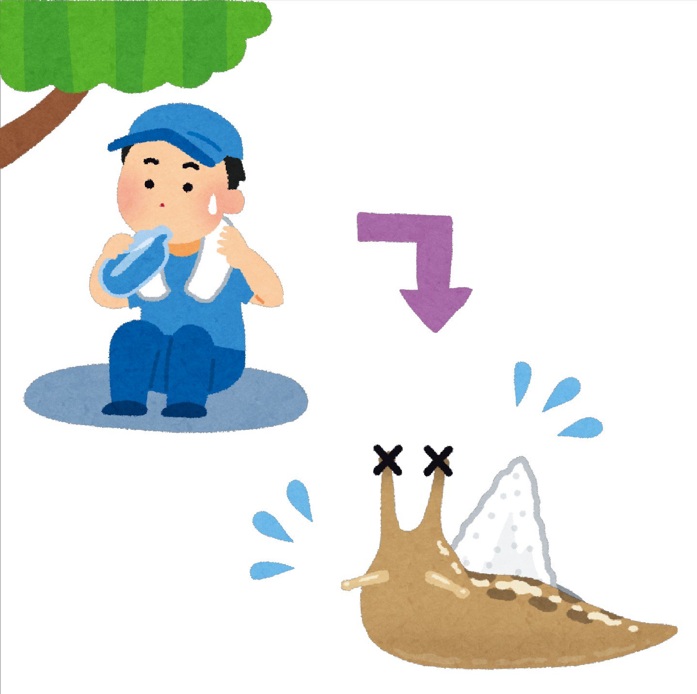 توییتر まいチクをいらすとやで再現 در توییتر Dayukoume 再現難易度 使ったイラスト 6枚 日陰で水を飲む人のイラスト 矢印のイラスト 直角 ナメクジのイラスト 目の表情のイラスト バツ印 盛り塩のイラスト 漫符のイラスト 焦った汗 まいにちチクショー
