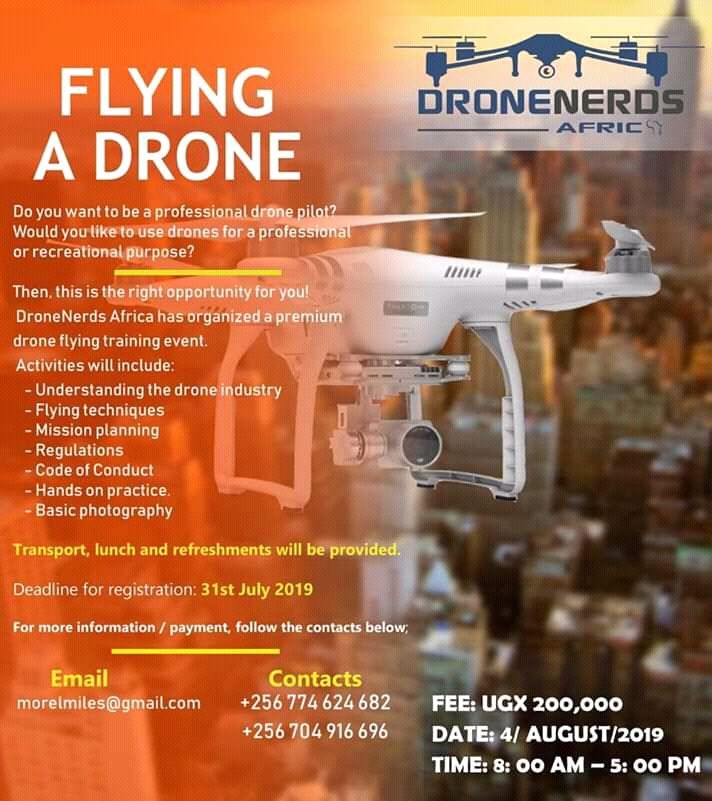 UgDrones_'s tweet photo. Have you booked your spot for the drone flying training yet? Deadline for registration is fast approaching. 

See flier for the details. 
#Uganda #drone https://t.co/342eQg8krf