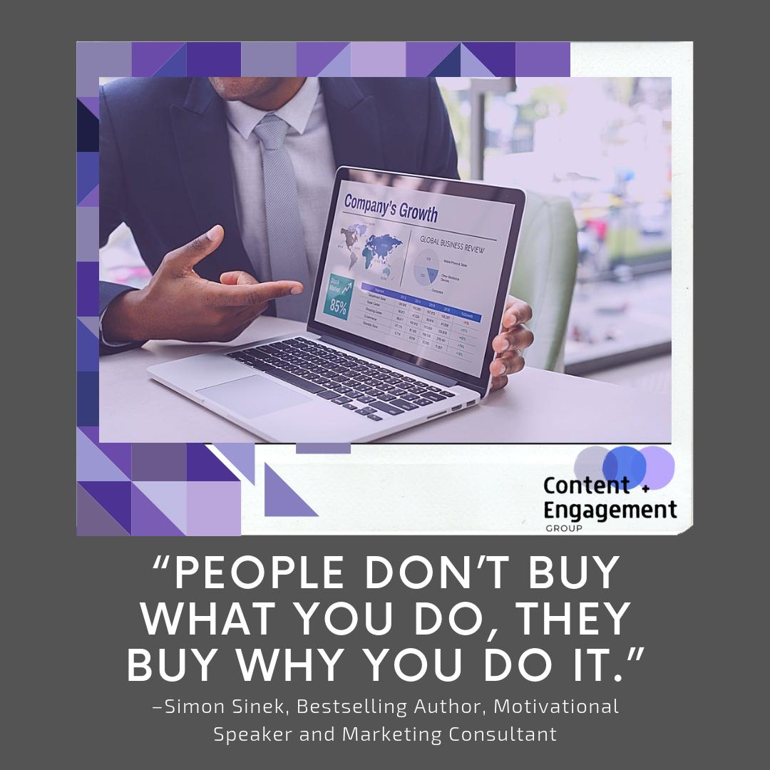 CEGroup01's tweet image. The “why” of your brand matters a lot more than your features and benefits. If your “why” is compelling, users will stick around to learn more. #CEG #ContentAndEngagement #ContentAndEngagementGroup #contentandengagement  #show #tell #talk #people #digital #gettoknow #creating