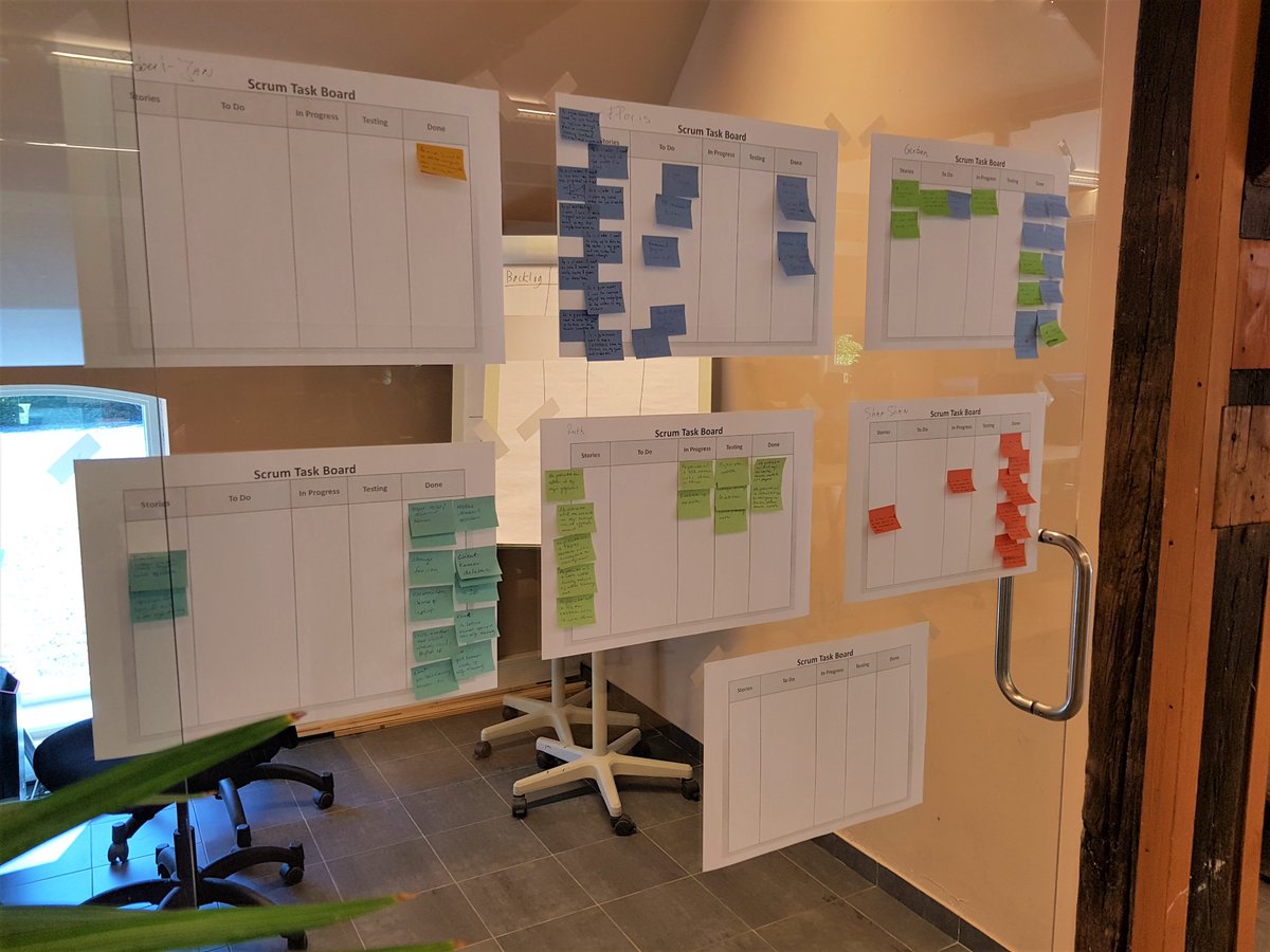 sogyo's tweet photo. Tijdens het persoonlijke project is het de bedoeling dat de engineers zoveel mogelijk Scrum werken. Een onderdeel daarvan is natuurlijk het bijhouden van een Scrumboard.  #Traineeship #Academy #Sogyo #werkenbijSogyo #Scrum https://t.co/T6R85K1eLJ