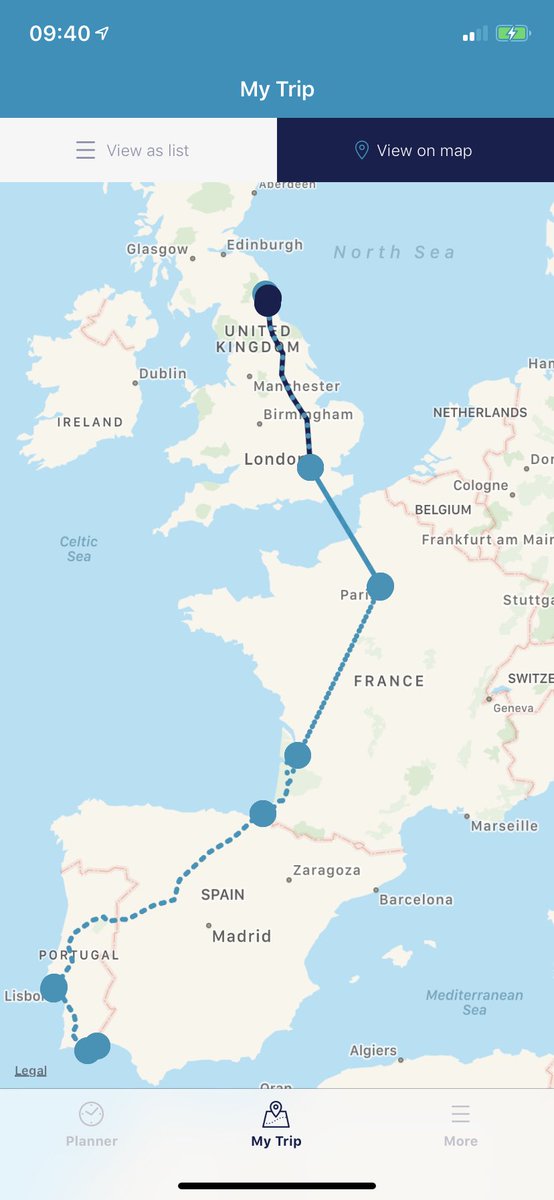 peterstrong35's tweet photo. Changing trains in Paris after a lovely journey with @EurostarUK on #ES9004. Looking forward to the next two legs, as we head for Lisbon via Hendaye. Thanks to @seatsixtyone for helpful advice about the Sud Express. https://t.co/mCGJrnQHHt