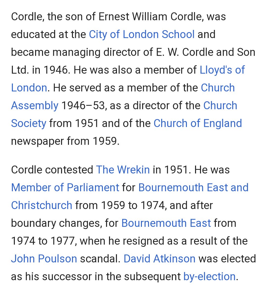 Rupert Cordle, upmarket London builder, is the son of John Cordle MP succeeded by David Atkinson when he was forced to resign in the Maudling affair. A devotee of Billy Graham, John owned the CoE newspaper. https://www.cordles.com/en/  https://www.telegraph.co.uk/news/obituaries/1477324/John-Cordle.html https://twitter.com/ciabaudo/status/1101382322417487872?s=19