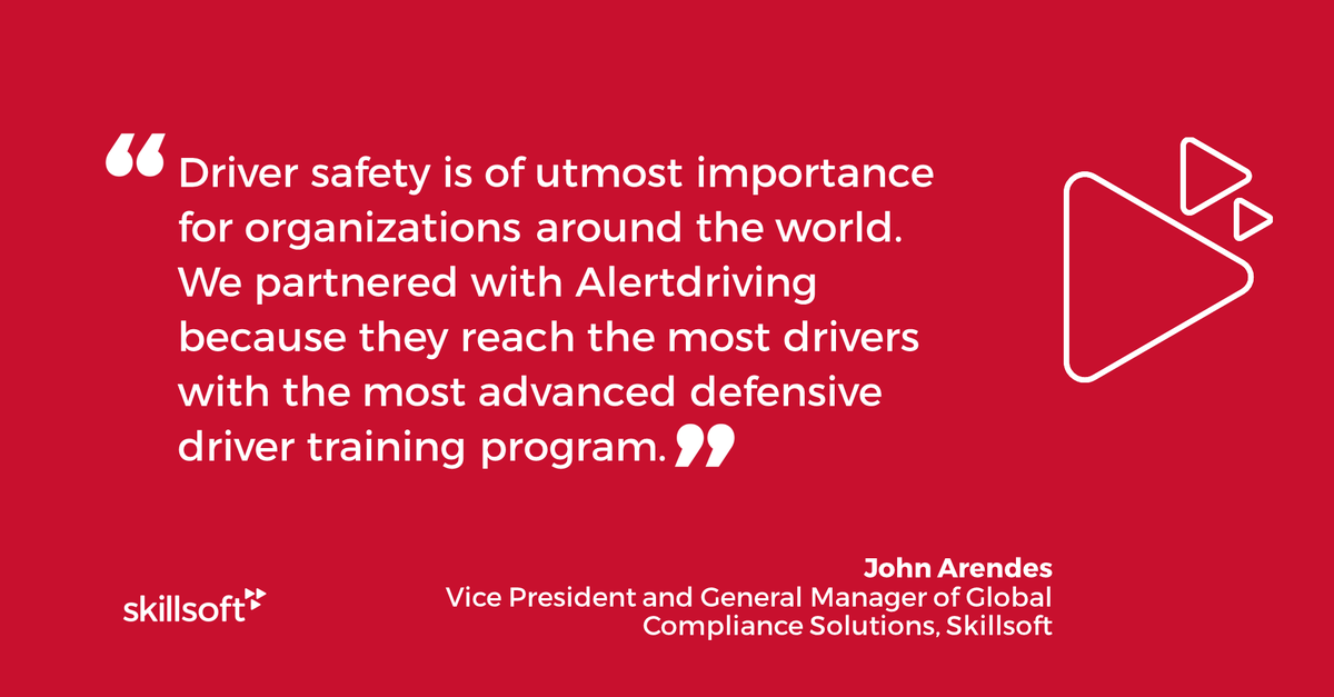 tomfrancoeur's tweet image. Thanks to a new partnership between @Skillsoft &amp;amp; #Alertdriving, organizations can now better educate commercial drivers through progressive, individualized training designed to increase safety. bit.ly/2SR9IGb