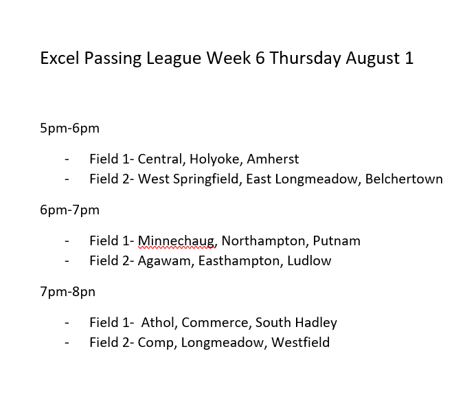 ESAofMass's tweet photo. Standings for Excel Sports Academy's 7V7 league after week 5. Do not forget, Thursday night we have games going to make up for the week we lost due to the weather. Let your teams know!!!! #Excelmade @ESAofNewEngland @CoachMartinESA @collingwood53 @JNeum7 @gavin_berube @123Lepage https://t.co/DOd5xGAT3B