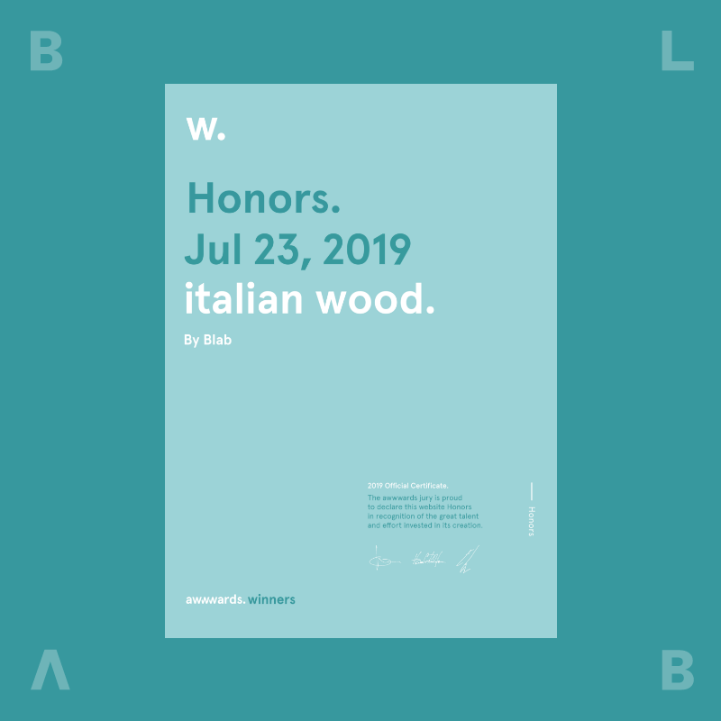 Indovinate chi si è aggiudicato la menzione d'onore degli @AWWWARDS  oggi? ESATTO, il nuovo sito web di Italian Wood (proudly made in BLAB Studio)! 🥳 
Se non l'hai ancora visto... clicca qui! ➡️ bit.ly/31531Dl