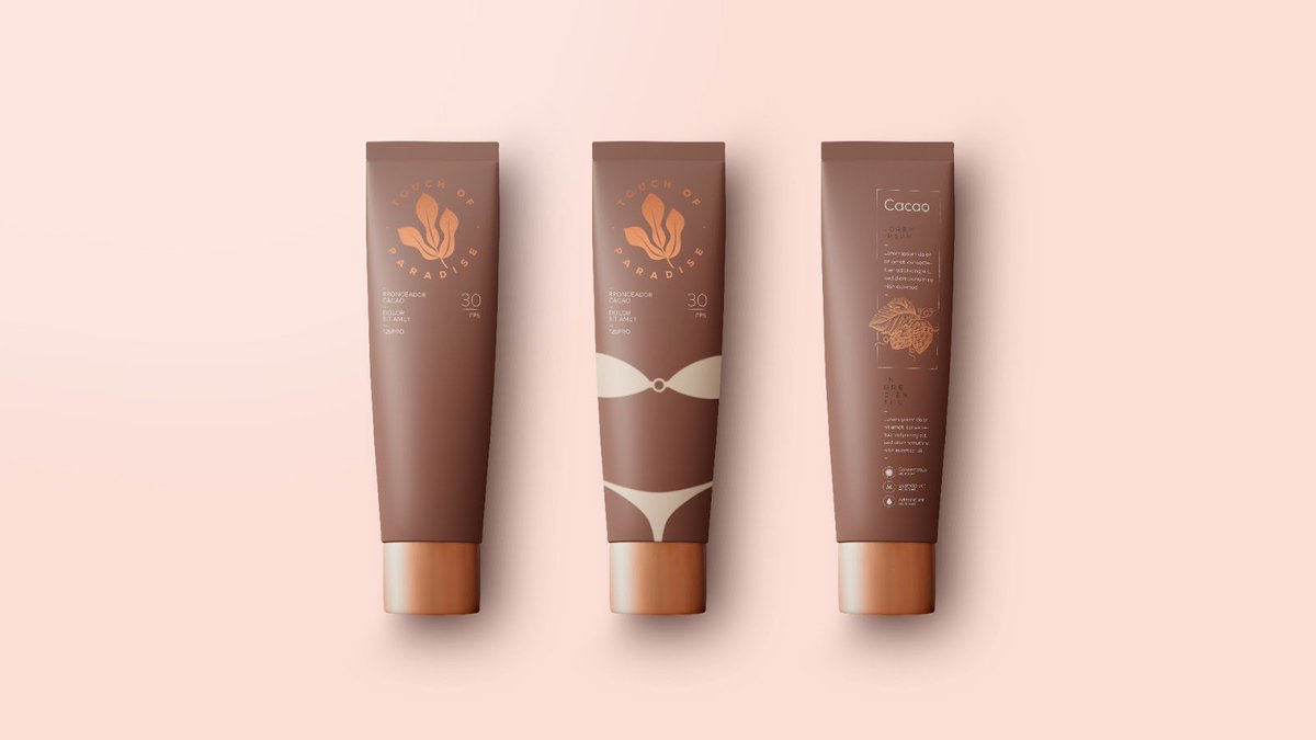 PENTAWARDS's tweet image. TOP, Touch of Paradise, bronzer aims to recreate beautifully tanned skin. The bronzer’s packaging also reimagines sun-kissed skin with its cocoa colour scheme and sticker feature.⁣☀️
 ⁣
⁣⁣Brand: Touch of Paradise (TOP) Bronzer⁣⁣
⁣⁣
Design: Creamos⁣⁣