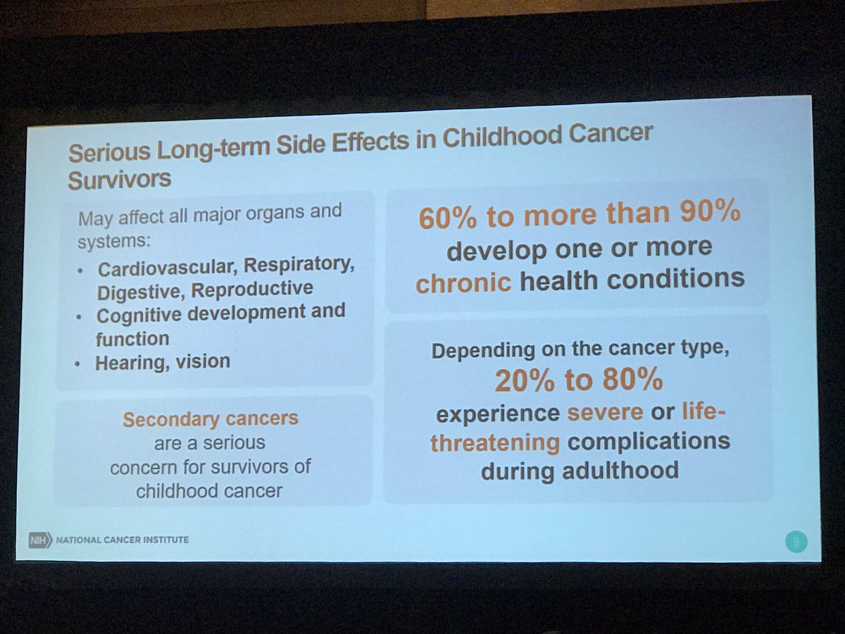 THIS is what keeps parents of childhood cancer survivors awake at night. Looking forward to Day 2 of the @POTUS CCDI Initiative symposium. #Data4ChildhoodCancer @theNCI @NCIDataSci