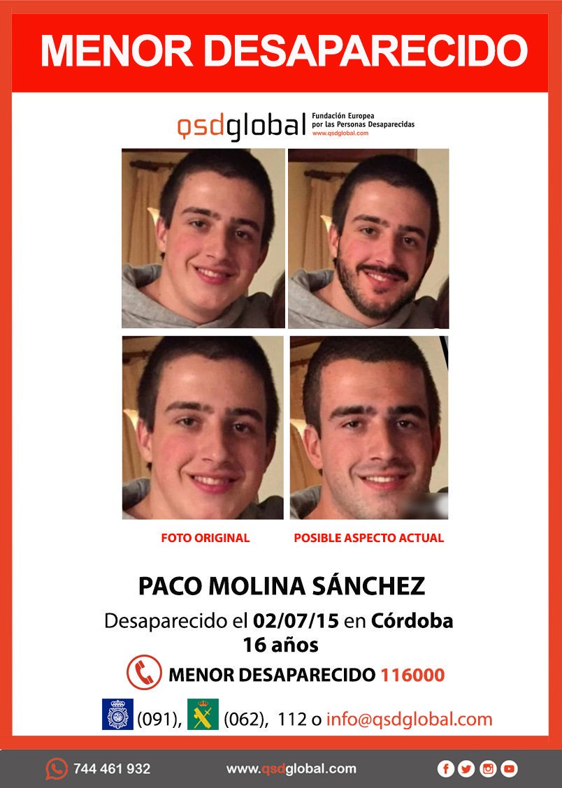 🆘#MUYURGENTE ⚠️
Este menor es Paco, tiene 16 años y ha #desaparecido en #Córdoba. Si lo ves llama: 
☎ #062
☎091
☎112
#Colabora, tu RT no cuesta nada y puede ayudar a su localización.