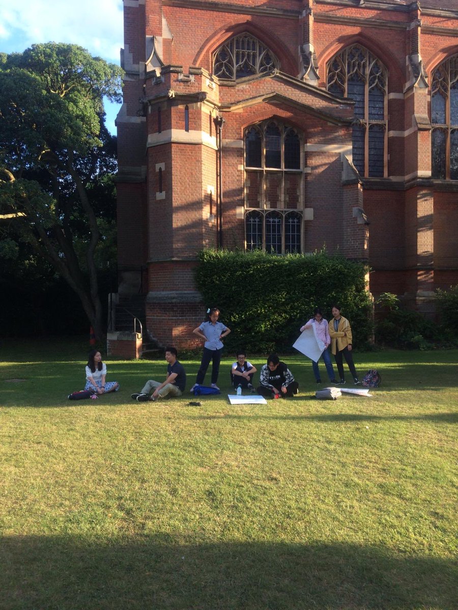 BlueBridgeEd's tweet photo. Study time in the beautiful @Selwyn1882 gardens last night! 🌲 💐 https://t.co/0I6fhq5KRC