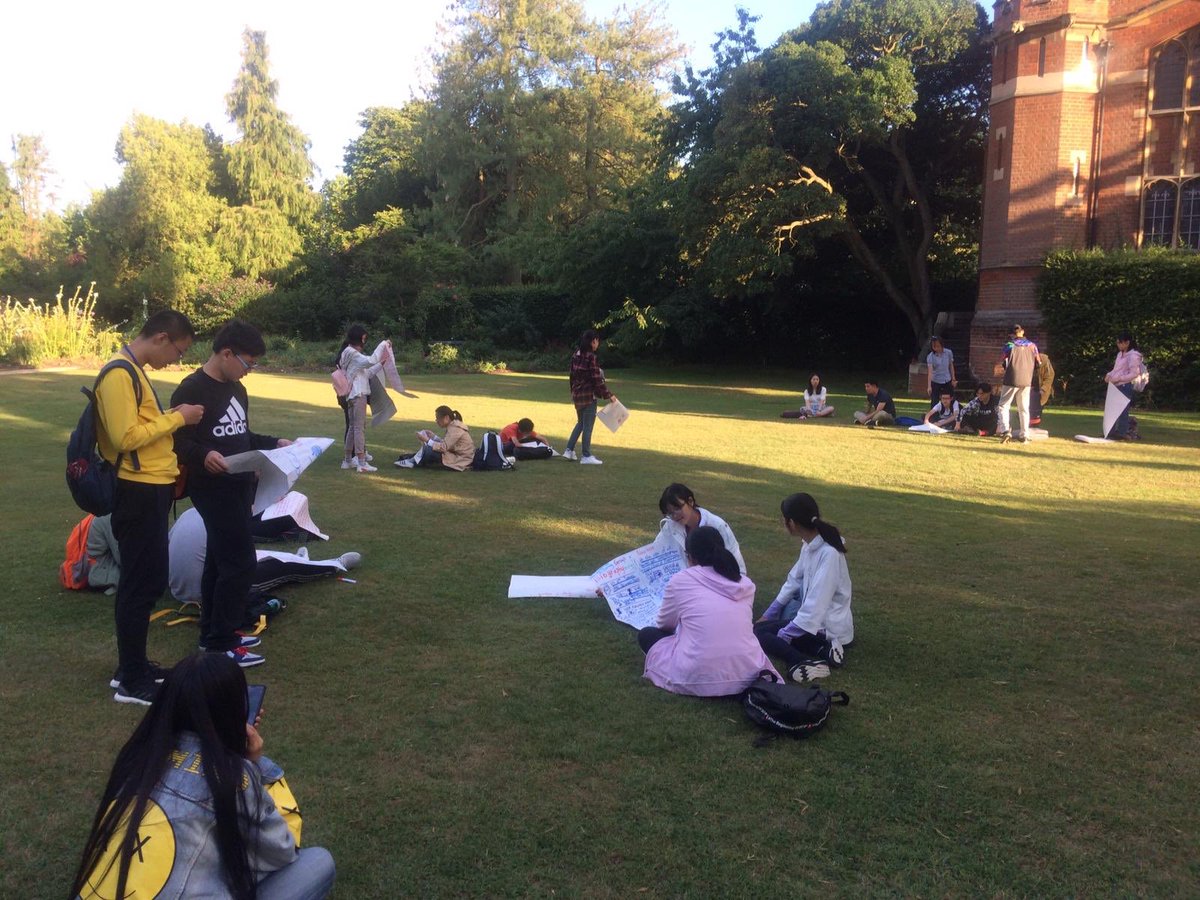 BlueBridgeEd's tweet photo. Study time in the beautiful @Selwyn1882 gardens last night! 🌲 💐 https://t.co/0I6fhq5KRC