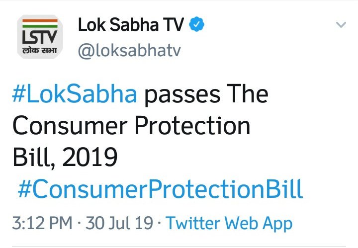CCS_IIPA's tweet image. #ConsumerProtectionBill passed in #LokSabha.