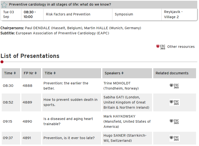 icorvilud's tweet photo. Outstanding Presentation added to my #whislist for Upcoming #ESCCongress #ESCcongress2019 #Cardiovascularprevention in all life stages: #healthpromotion #athletesheart #Suddencardiacdeath #agingheart #rehabilitation #training #lifestyle #sportscardiology #cardiologiadeportiva https://t.co/5rRXDftxJs