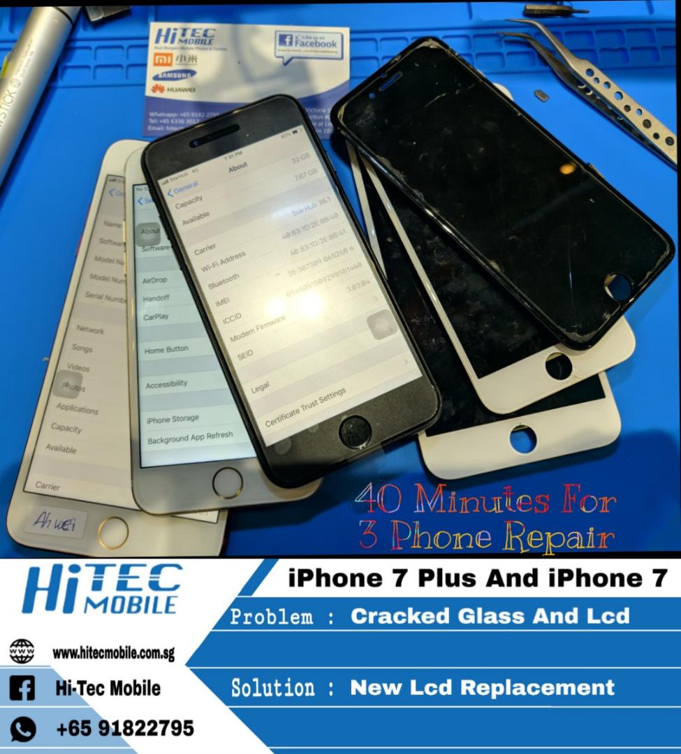 Replacement of #iPhone7 and #7Plus total 3 LCD within 40 minutes of work by our experienced technician.
Whatsapp 9182 2795 for a free quotation.
#iPhoneLCDReplacement 
hitecmobile.com.sg/phone-repair/a…