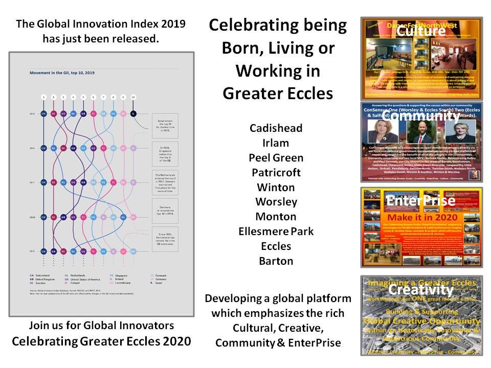 Global Innovators Celebrating Greater Eccles 2020: Tuesday 30th July 2019. Find Out More On: bit.ly/2Yxae1d
Building THE future in Greater Eccles Developing a global platform which emphasizes the rich Cultural, Creative, Community &amp; EnterPrise.