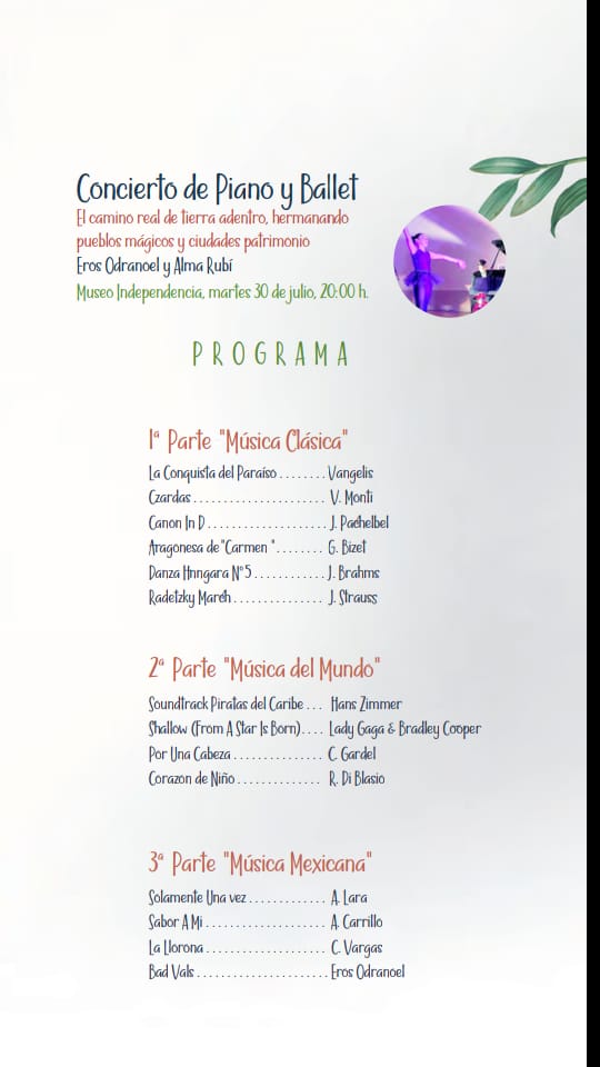 FIMUCO1's tweet photo. Les compartimos el programa de nuestro evento de hoy. ¡Ven y disfruta! #fimuco #comacoran #doloreshidalgoguanajuato #cultura  #musica #doloreshidalgo #ballet #piano #PuebloMágico #ConoceMéxico #guanajuato #GTO #México https://t.co/oYY8hKlqTK