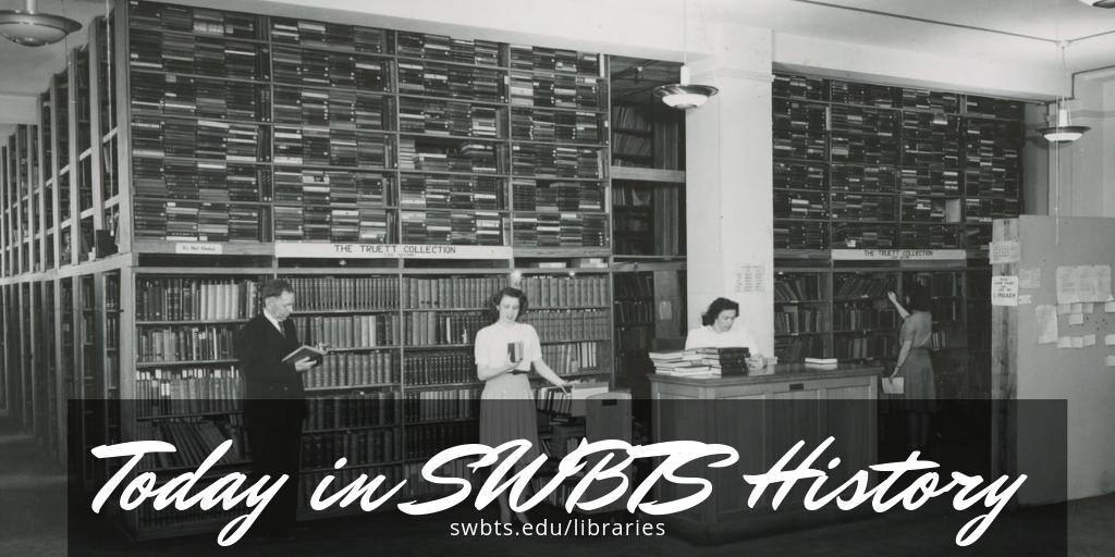 SWBTSlibraries's tweet photo. #TodayinSWBTSHistory in 1962 portions of B.H. Carroll's personal library were donated to @SWBTS along with items from his son, C.C. Carroll. Visit the archives to see memorabilia of our founders! https://t.co/cRUC5rz9wU