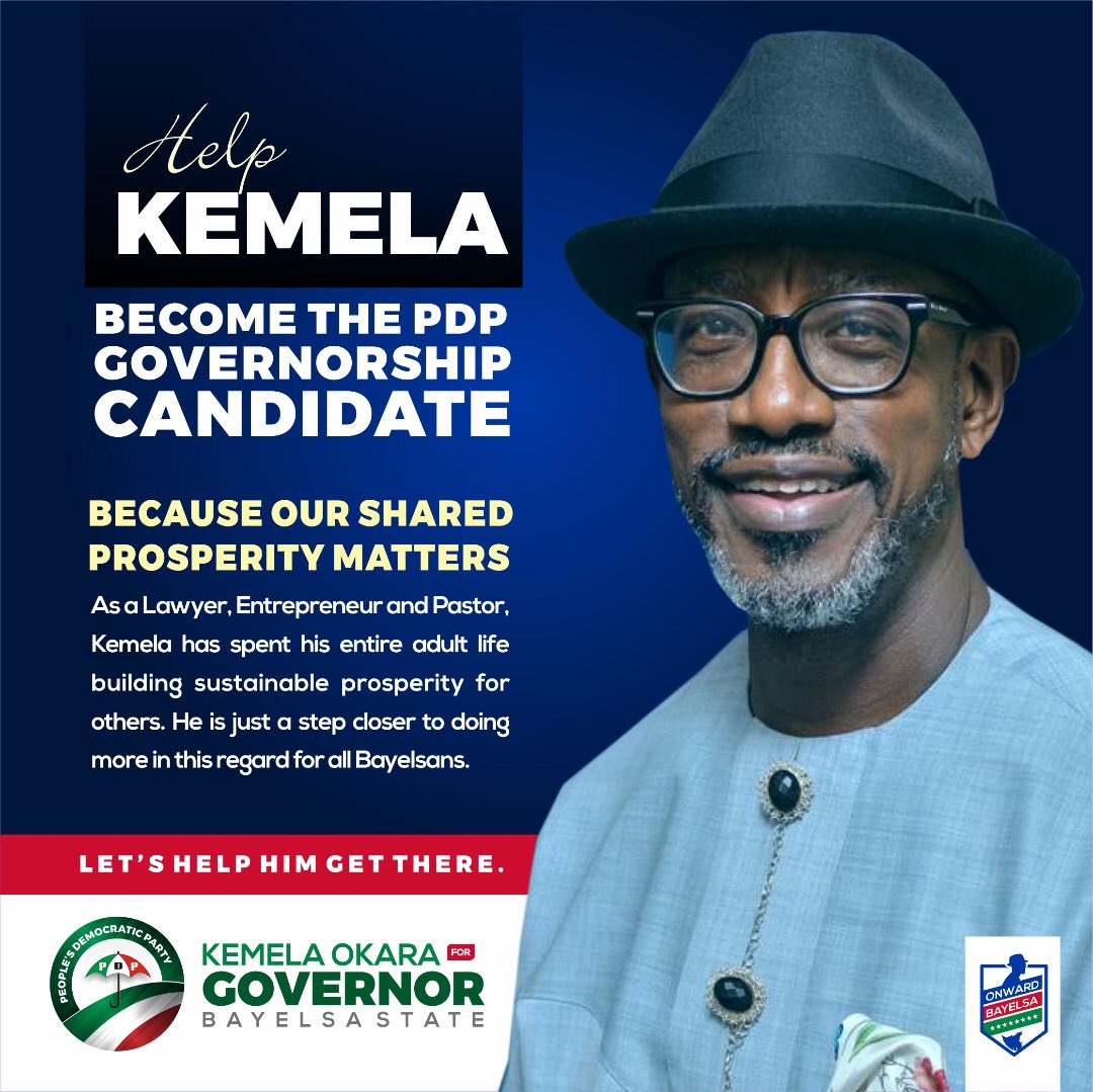 OnwardBayelsa's tweet photo. BECAUSE OUR SHARED PROSPERITY MATTERS

In the coming days you will see that the accomplishments and visionary pursuits of Kemela Okara in helping to improve the lives of Bayelsans &amp; the fortune of Bayelsa State makes him best suited to keep Bayelsa State on the path of progress. https://t.co/WTxyYzCKSj