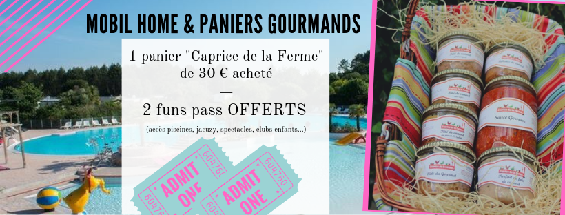 mobil_et's tweet image. Profitez du double effet @mobil_et en ayant vos #funpass OFFERTS dès 30 € d'achat de produits fermiers sur capricedelaferme.fr 
Elles vont être parfaites vos #Vacances !! 👌
#mobilhome #biscarrosse #camping #produitsfermiers #sudouest #landes #holiday #Tourisme #pleasert