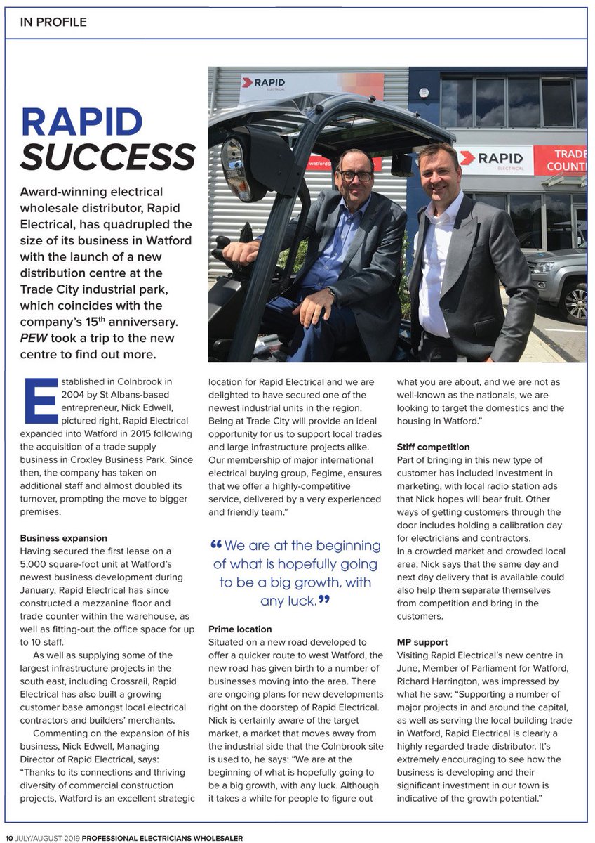 Rapid Electrical (@rapided) on Twitter photo Thanks to <a href="/PEWmag/">Professional Electricians Wholesaler Magazine</a> for the feature on our expanded business! #TeamRapid Thanks to <a href="/PEWmag/">Professional Electricians Wholesaler Magazine</a> for the feature on our expanded business! #TeamRapid