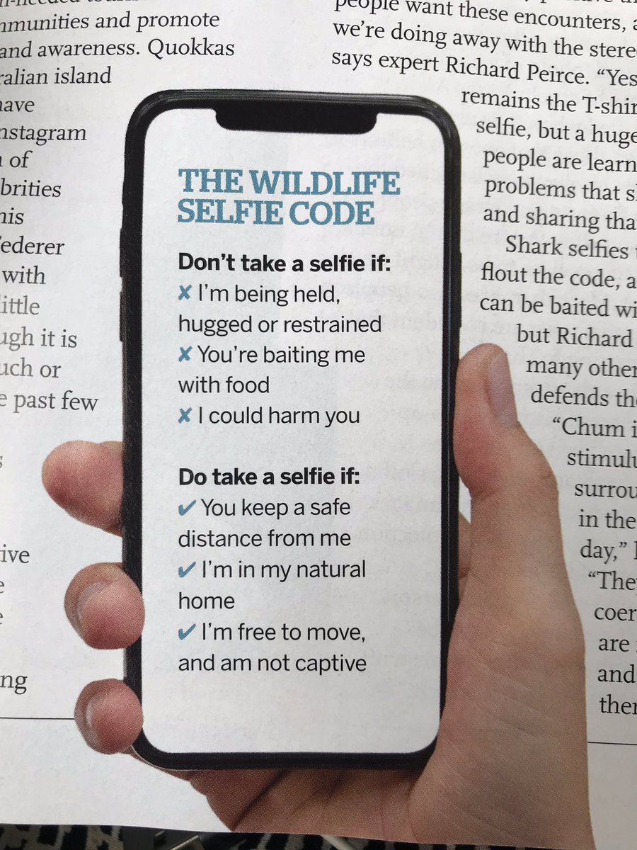 carlabroom's tweet photo. Excellent article in BBC @WildlifeMag about wildlife selfies. Sharing photos can be really useful for conservation to raise awareness, if done responsibly - but too often it’s exploitative and dangerous. Follow the code! https://t.co/WMucBmVxVS