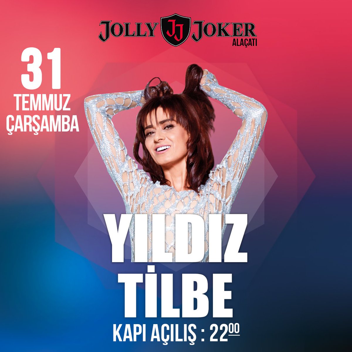 31 Ağustos Çarşamba <a href="/YildizzTilbee/">Yıldız Tilbe</a> <a href="/JJAlacati/">Jolly Joker Alaçatı</a> sahnesinde. Kapı açılışı 22:00 Bilgi için: +90 541 354 76 76 &amp; +90 543 354 76 76
