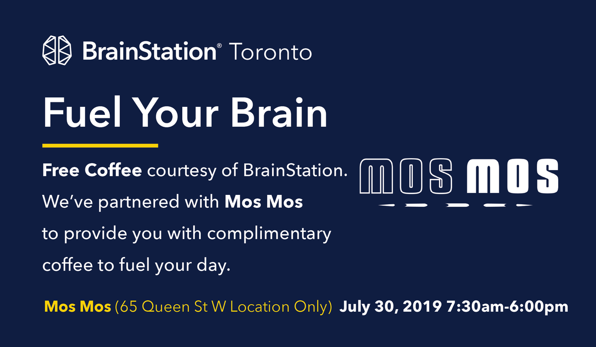 BrainStation's tweet photo. Redeem your free beverage here: https://t.co/a4wxfBL0tq #coffeeshop #BrainStationTO https://t.co/Xo2zZy8s1K