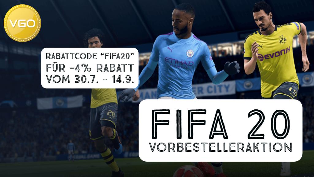 Gemeinsame Aktion aller VGO-Partner: Gutscheincode "fifa20" für 4% Rabatt - Begrenzt bis 14.09. - Holt euch euer FIFA-Startguthaben bzw. bestellt FIFA 20 einfach und günstig vor: blog.vgo-shop.com/fifa-20-guenst… -> Gewinnspiel im ersten Kommentar!