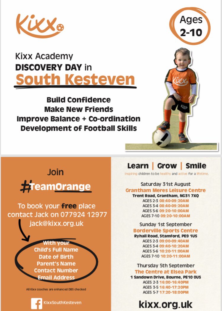 Kixx South Kesteven is expanding 😁 Bourne academy coming in September ✅ Three discovery days planned to give parents and children a taste of the Kixx magic #footballskills #activekids #kixxsouthkesteven #healthykids #discoveryday #teamwork #bourne #stamforduk #grantham
