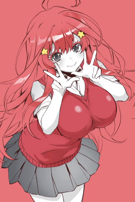 助野嘉昭‎@双星の陰陽師全35巻さんがTwitterに投稿した中野五月(五等分の花嫁)のイラスト。