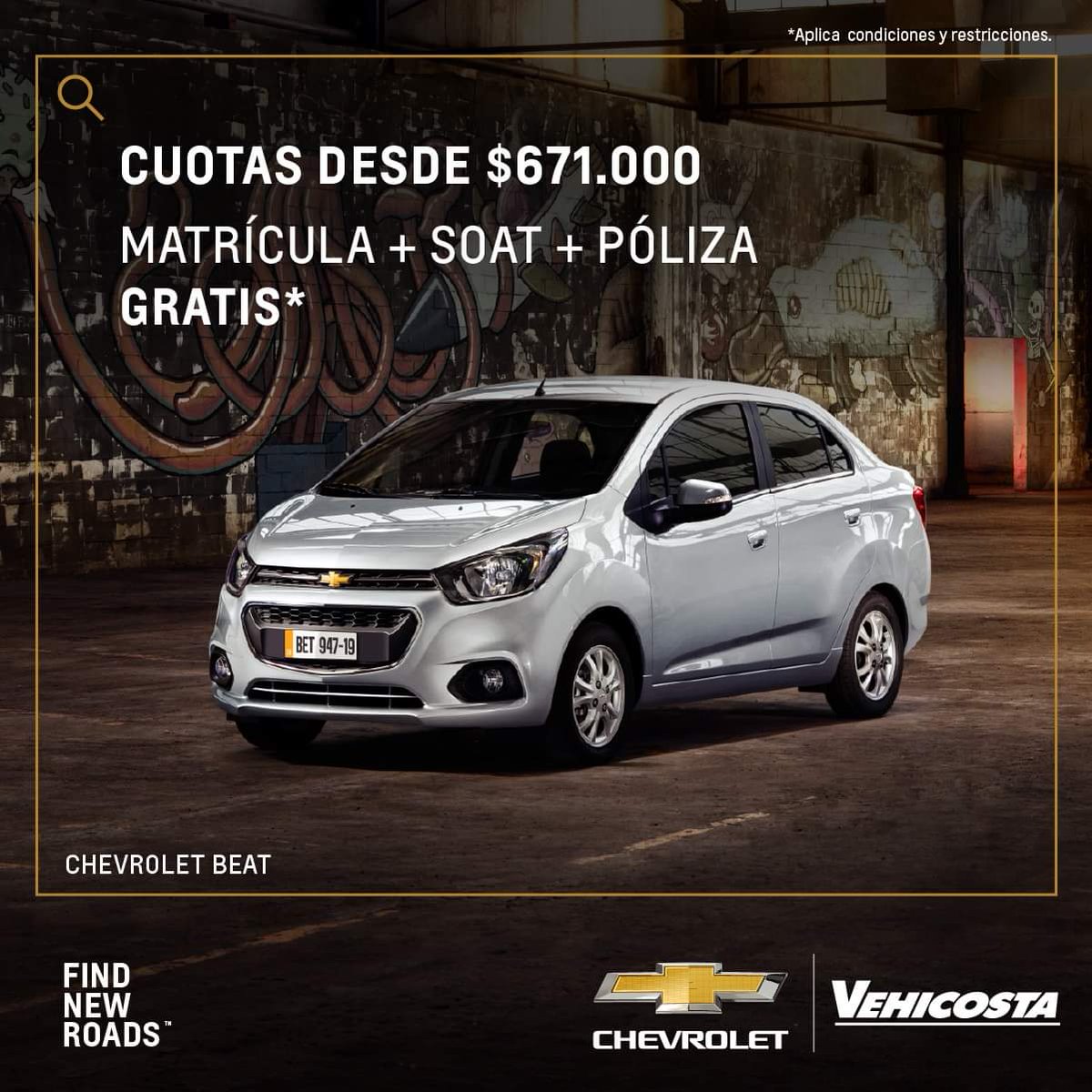 Vehicosta_'s tweet photo. ¡Estrena un Chevrolet Beat desde $671.000 mensuales y matrícula, seguro todo riesgo y SOAT gratis en #Cartagena*! 

📱 Escríbenos por WhatsApp en https://t.co/QSlRnKBhdn.

📬 ¡Déjanos un mensaje con tu celular para llamarte!

*(Términos y condiciones: https://t.co/EXGaIL1J4o). https://t.co/xql2nIU2zM