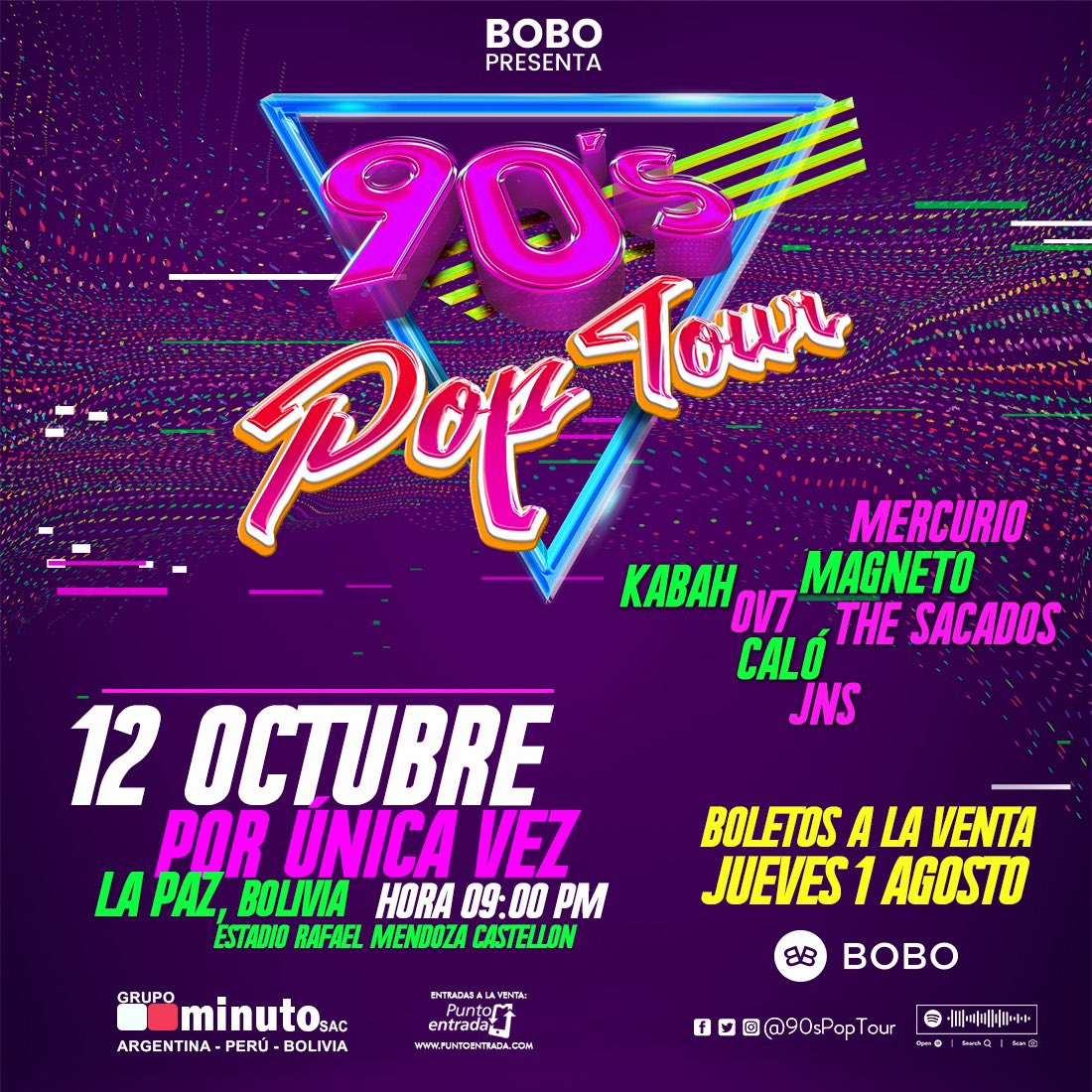 rodrigosieres's tweet photo. Y por si fuera poco también en Bolivia, nos vemos el 12 de Octubre en La Paz @90sPopTour #vivelosnoventas https://t.co/H0yfXdwyOR
