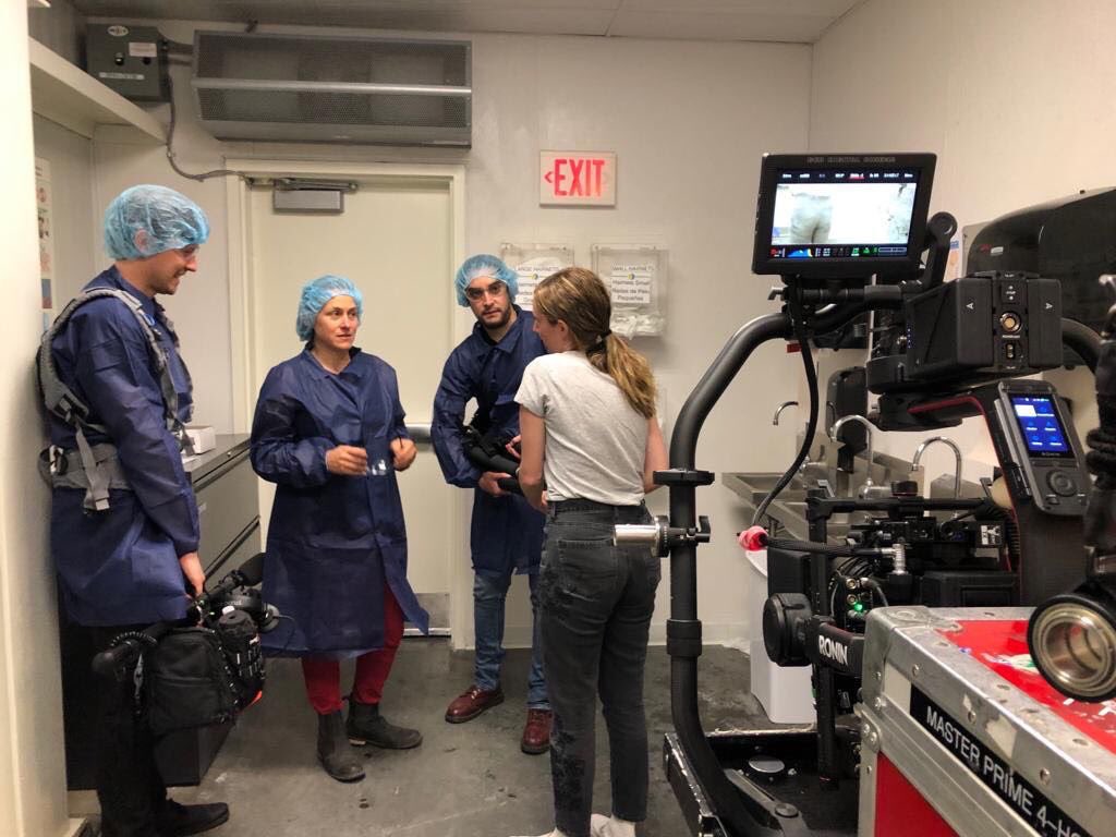 simplementeMX's tweet photo. Natalia Almada, directora mexicana, en AeroFarms, New York, trabajando con Simplemente en la producción de su documental “Users”, grabado con la @RED_Cinema #GEMINI equipada con óptica @AngenieuxLenses EZ-1 30.90mm y los @ARRIChannel #MasterPrimes de nuestros amigos de @abelcine. https://t.co/tfE9PuxFcR